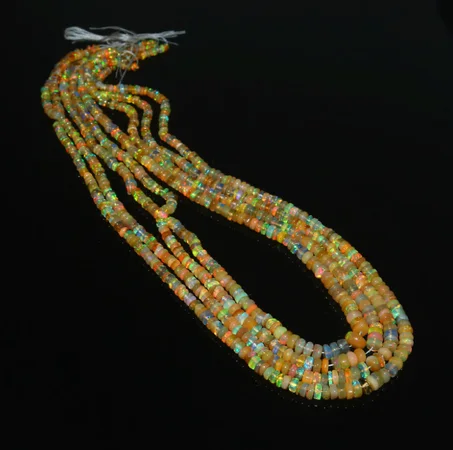 خرز أوبال إثيوبي دائري 4-6 مم، خرز أوبال ناري طبيعي مصقول، خرز دائري من الأوبال لصنع المجوهرات، لوازم القلائد والأساور