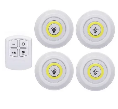 مصباح LED لخزانة الملابس COB بقوة 5 واط مع جهاز تحكم عن بعد وزر ضغط