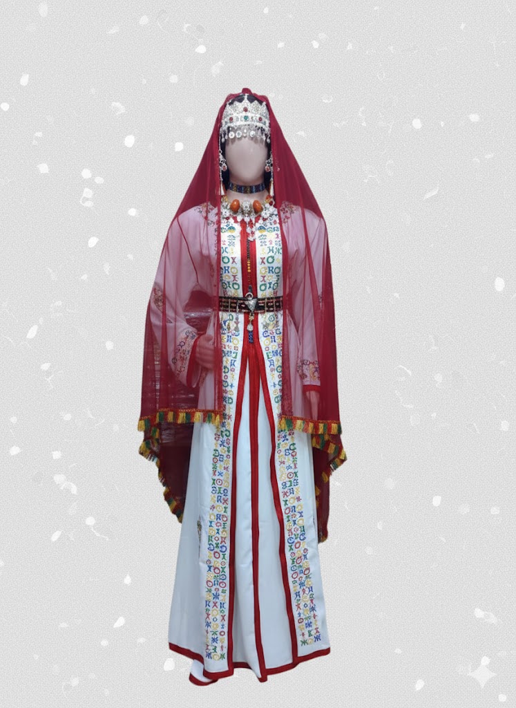 ⭐ قفطان أمازيغي فاخر – مطروز بحروف تيفيناغ بألوان تراثية