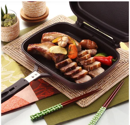 Poêle Dessini double faces double grill 36 CM   "مقلاة ديسيني ذات وجهين وشبكة مزدوجة بقطر 36 سم"