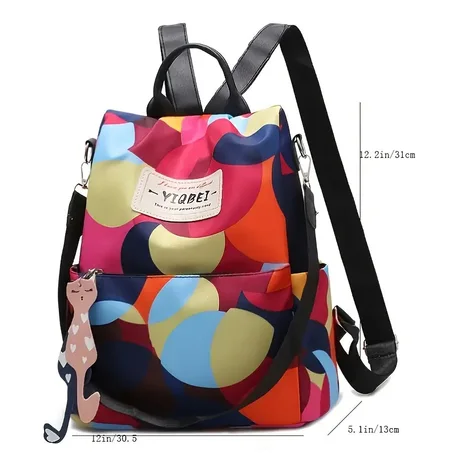 حقيبة ظهر أكسفورد مقاومة للماء ومضادة للسرقة للنساء Sac à dos oxford Antivol étanche pour femmes – multicouleur