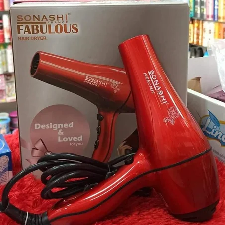Séchoir Sonashi Fabulous à 2 vitesses rouge 2000W  مجفف سوناشي الرائع بسرعتين، أحمر، 2000 وات