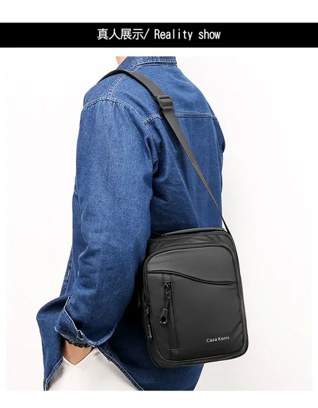 Sacoche à bandoulière Oxford imperméable 3 pouche pour hommes   حقيبة كتف أكسفورد مضادة للماء للرجال مقاس 3 بوصات