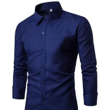 Chemise Slim Fit - Manches Longues - Coton - Bleu de Nuit