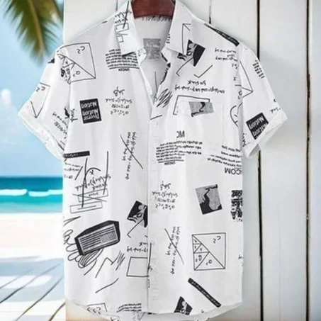 Berrykey Chemises décontractées pour hommes à imprimé hawaïen à encre avec manches courtes pour la plage