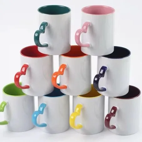 Lot de 06 Tasse blanche avec poignée en forme de cœur pour sublimation 4 100 FCFA