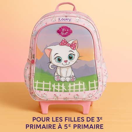 🎀 Sac à dos trolley Looky – Chaton mignon