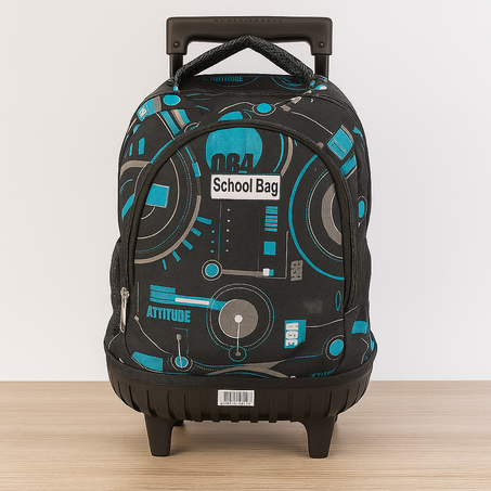 🎒 Sac à dos trolley – School Bag (Design Futuriste Bleu & Gris)