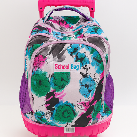 🎒 Sac à dos trolley – School Bag (Motif Floral Coloré)