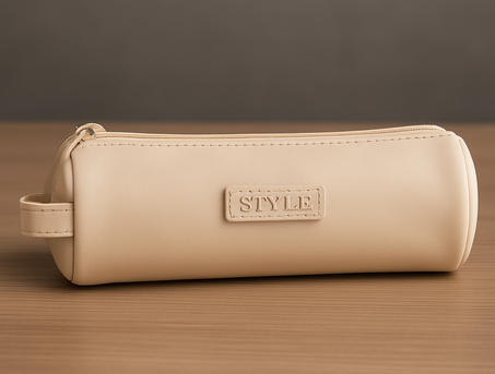 Trousse STYLE – Cylindrique Beige Élégant