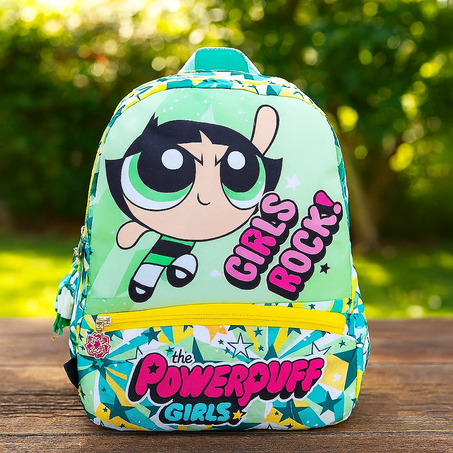 🎒 Sac à dos Powerpuff Girls – Vert “Girls Rock!”