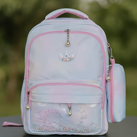Cartable Princesse Pastel avec Perles – Primaire Filles