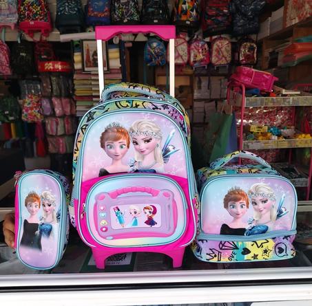 ❄️ Ensemble Trolley Reine des Neiges – 3 pièces (Cartable, Trousse, Sac Repas)
