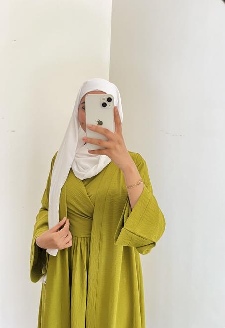Abaya deux pieces crepe vert