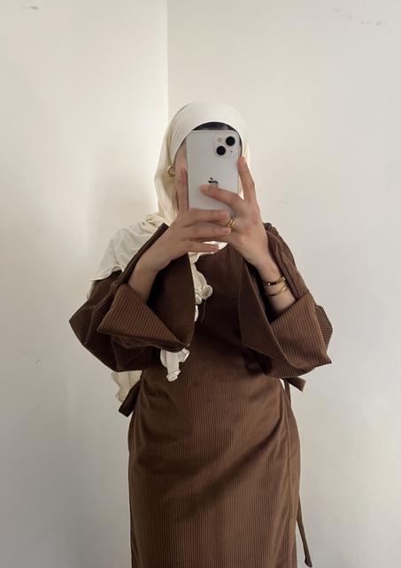 Robe en velours marron