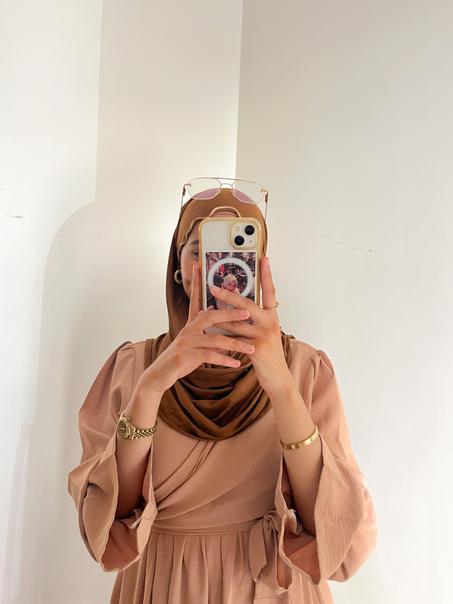Abaya deux pieces crepe beige