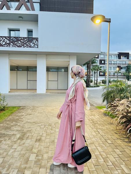 Abaya deux piece rose