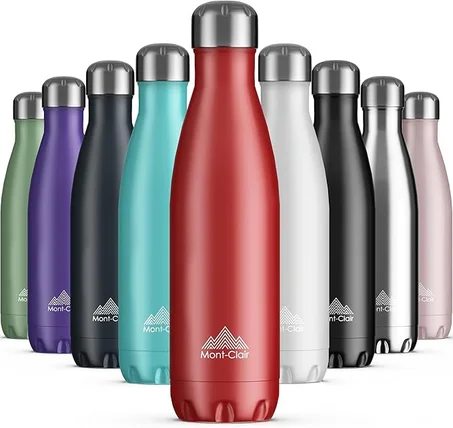 Stainless steel water bottle, vacuum insulated + BPA-free, 12 hours hot and 24 hours cold drinks bottle, metal water bottle 500 ml leak-proof, ideal for adults, children, running -