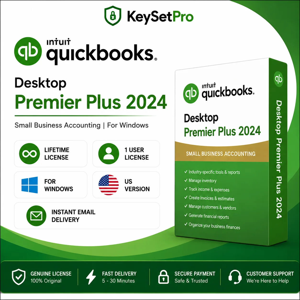 Quickbooks Desktop Premier Plus 2024 for Windows Lifetime | US Version