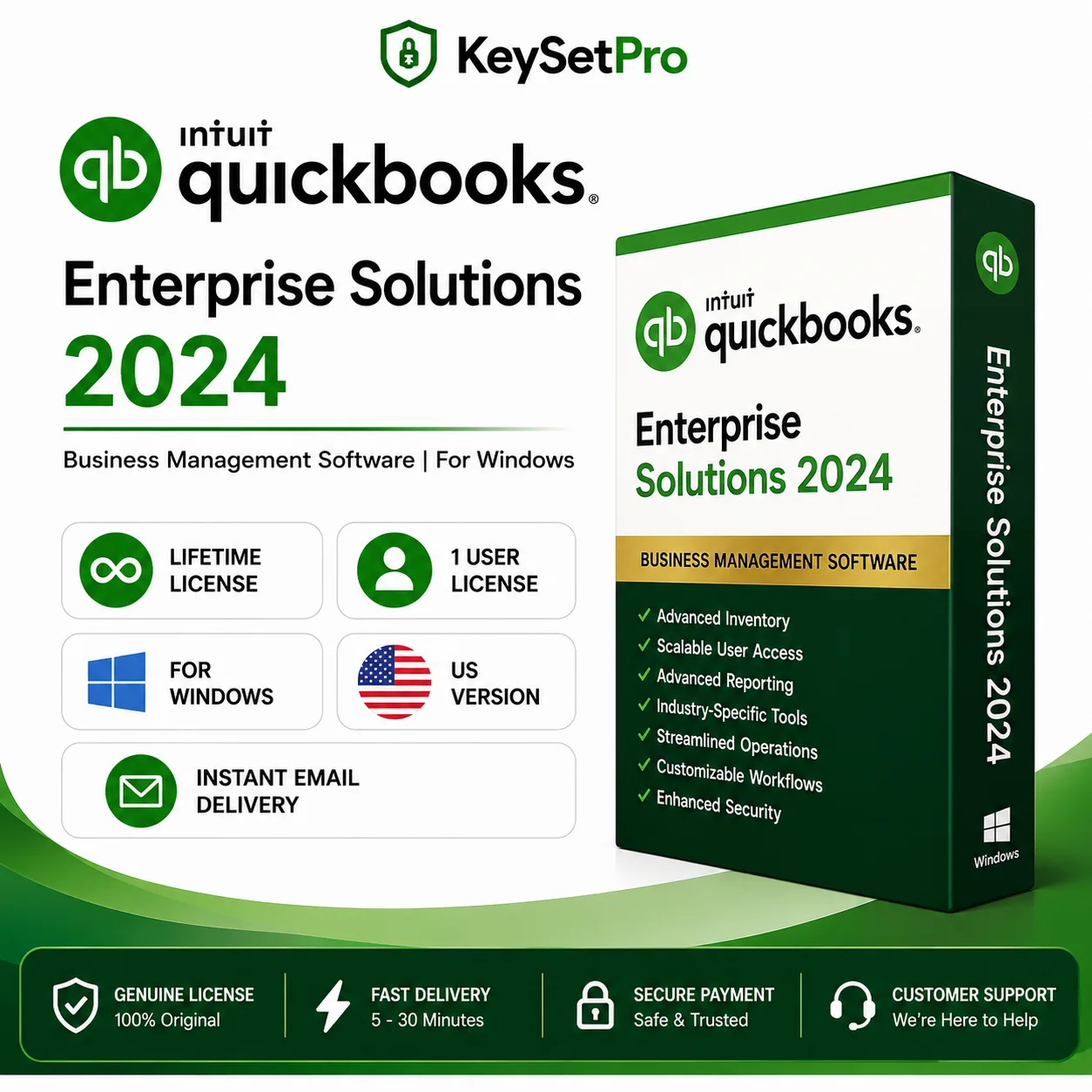 QuickBooks Enterprise Solutions 2024 for Windows Lifetime | US Version