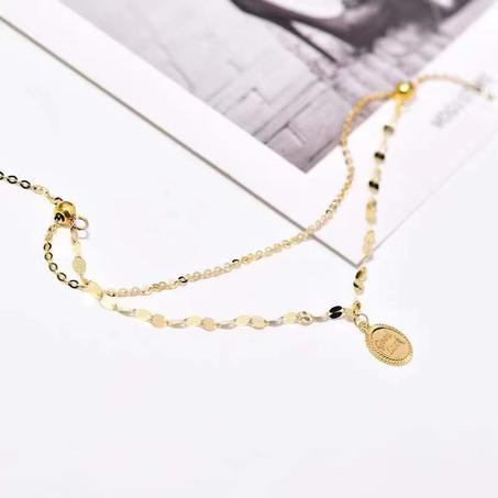 Bracelet de cheville bonne chance double couche en argent 925