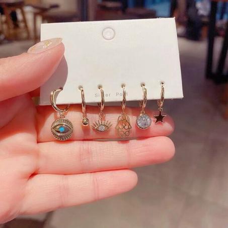 Boucle d’oreille 6 pcs Main de Fatima