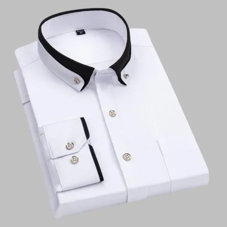 Berrykey Chemise de bureau formel pour hommes de qualité supérieure à manches longues – Blanche
