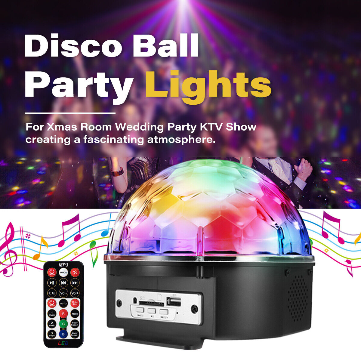 TG- Led Crystal Magic Ball Light Bluetooth Music