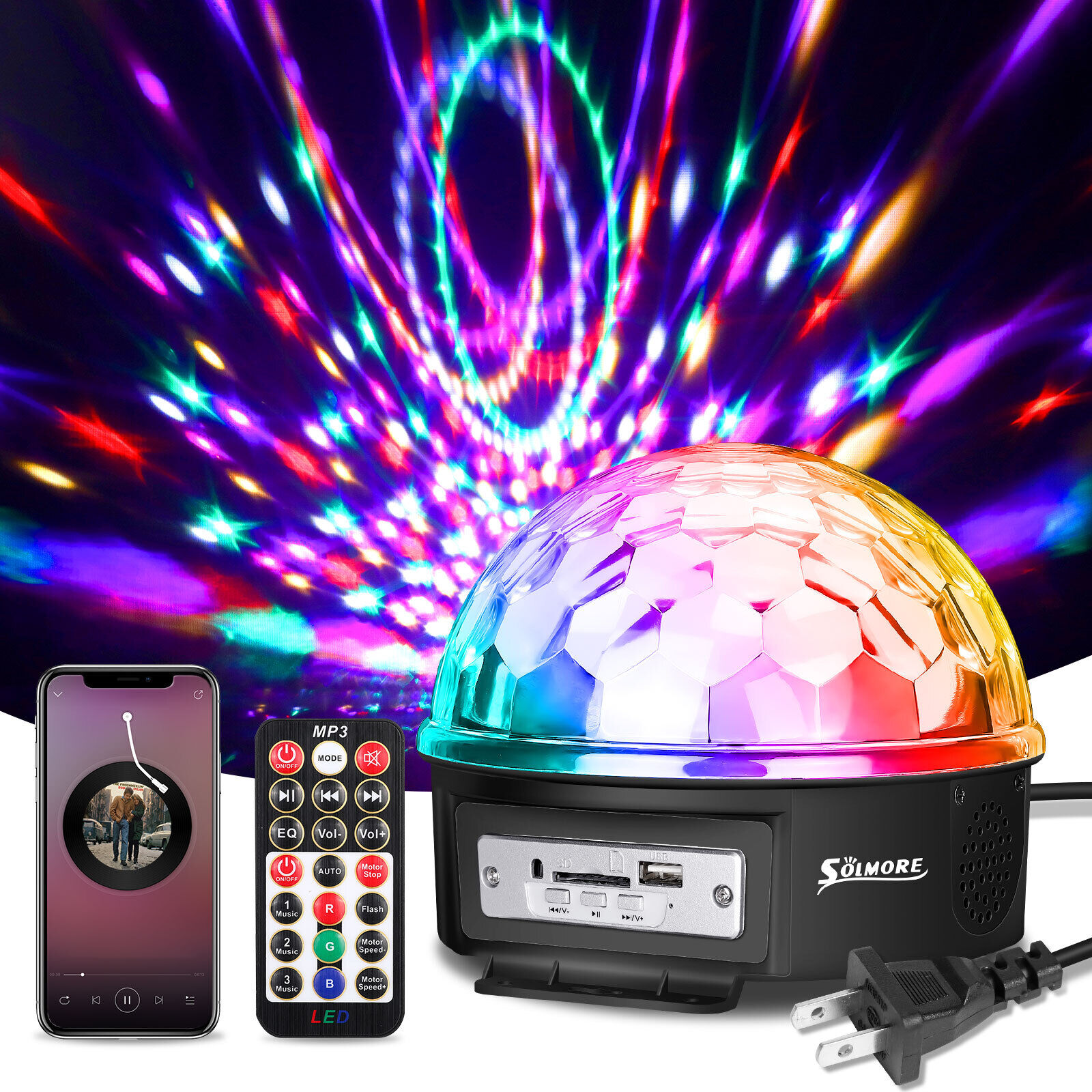 TG- Led Crystal Magic Ball Light Bluetooth Music