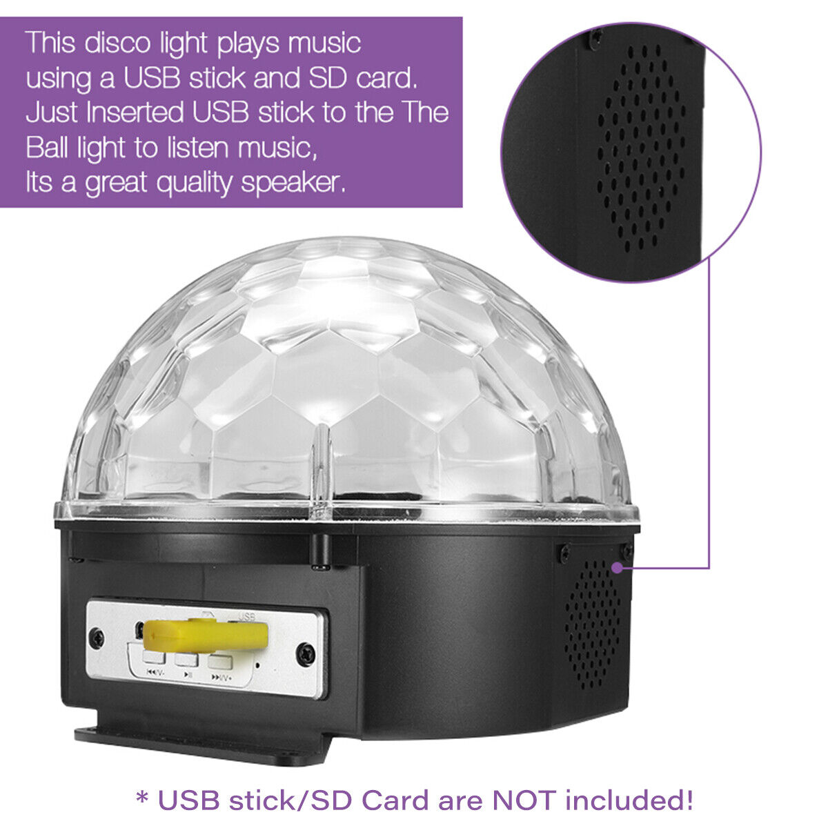 TG- Led Crystal Magic Ball Light Bluetooth Music