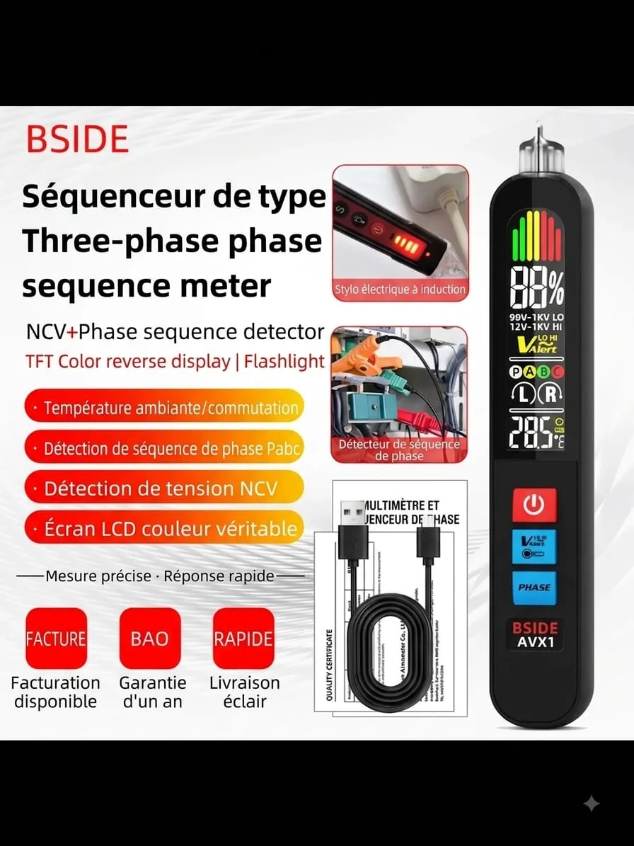 Testeur de tension et NCV 2-en-1