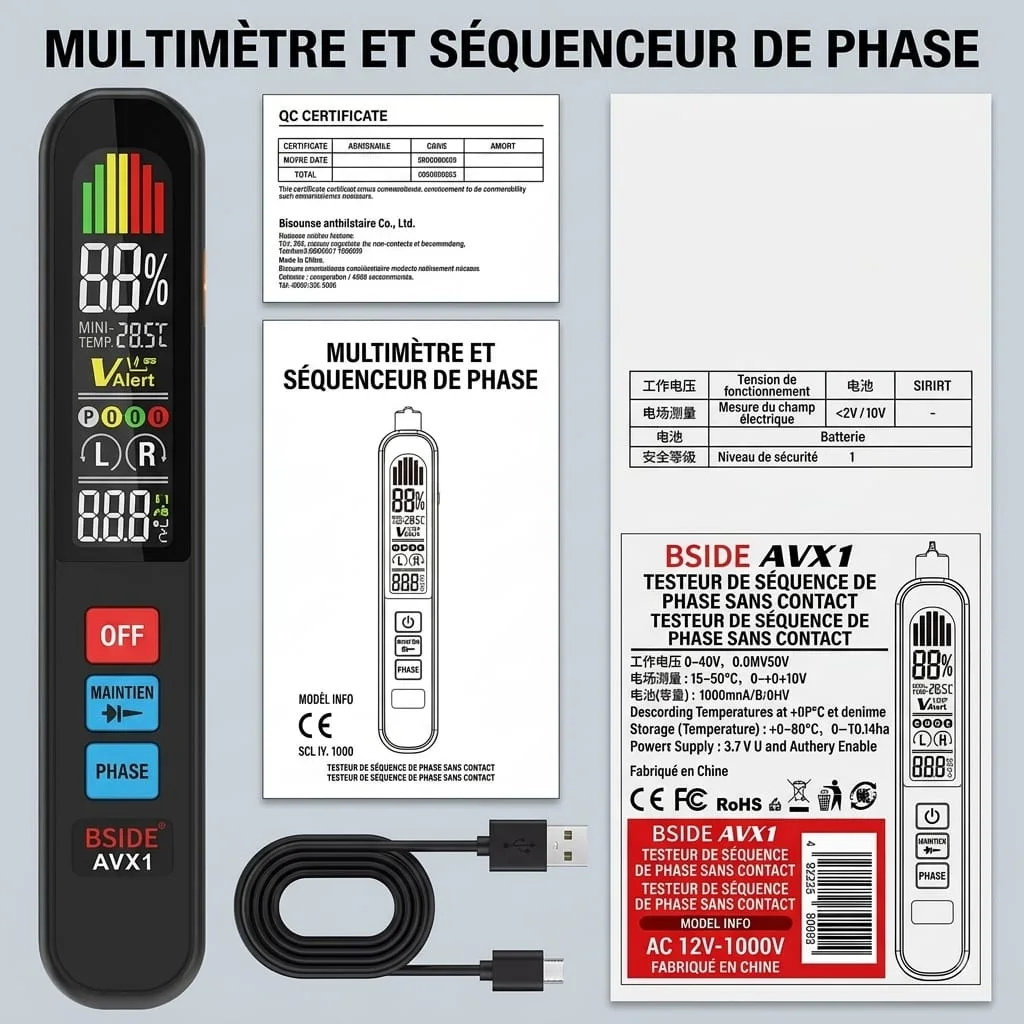Testeur de tension et NCV 2-en-1