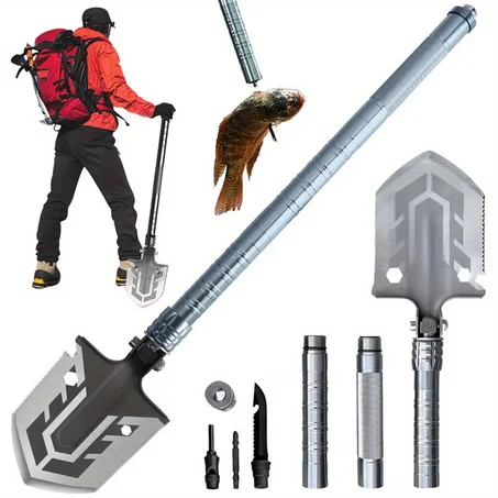 مجرفة قابلة للطي متعددة الأغراض، بطول 70سنتيم على 13، ومعدن مقاوم للصدأ