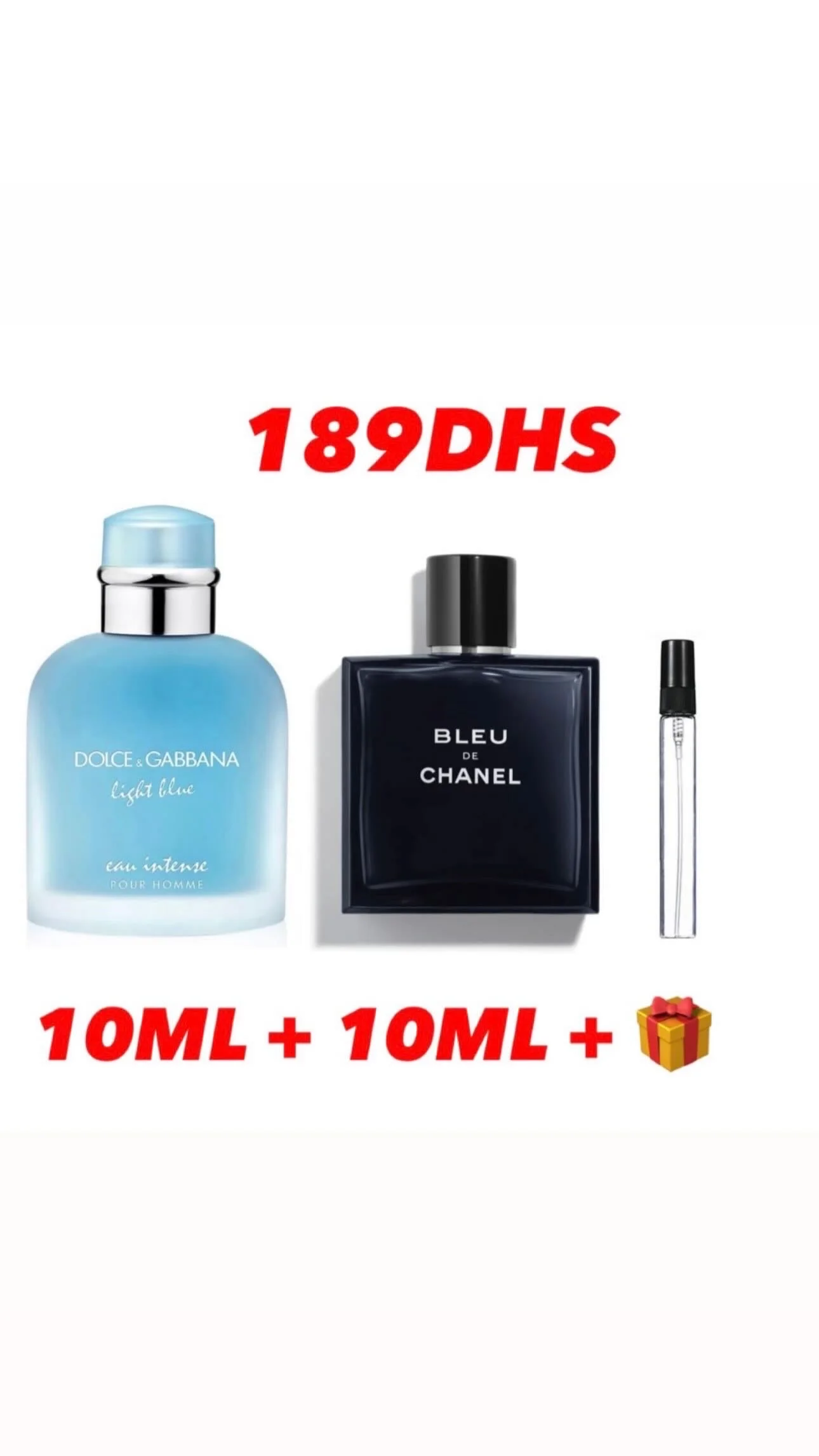 10ml light blue +10ml bleu de channel +10ml gratuit