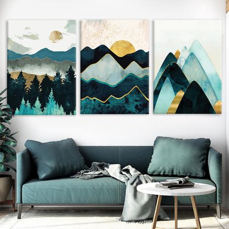 Tableau Moderne : Montagnes Vertes