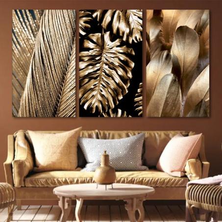 Tableau Moderne : Plumes Doré