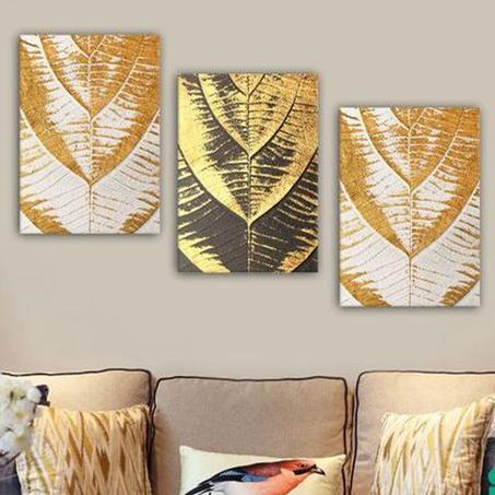 Tableau Moderne : Plumes Blanches Doré