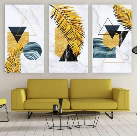 Tableau Moderne : Plumes Jaunes