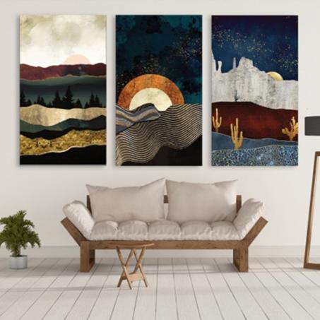 Tableau Moderne : Coucher de Soleil en Multicouleurs