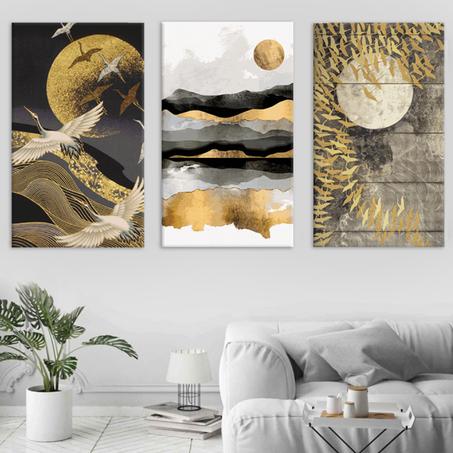 Tableau Moderne : Coucher de Soleil en Or