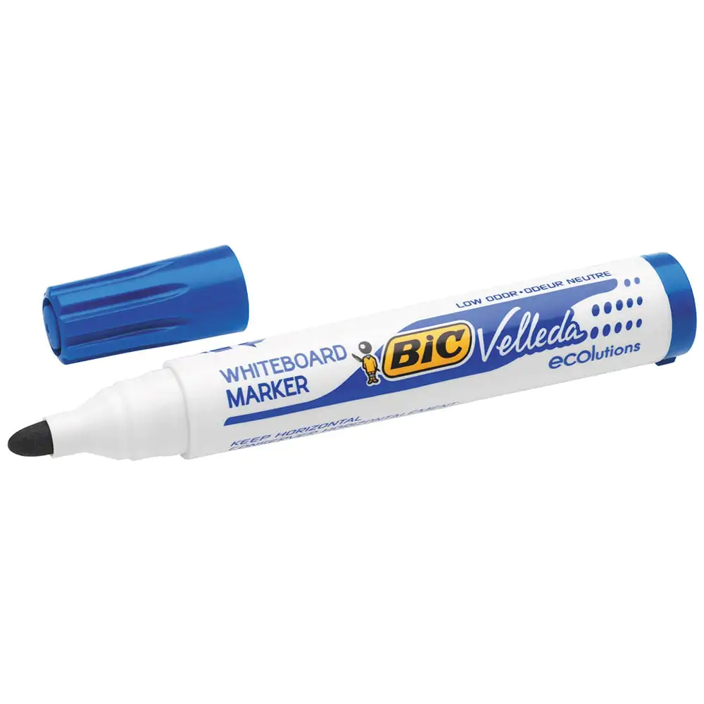 MARQUEUR BIC VELLEDA POINTE OGIVE BLEU EFFAÇABLE À SEC POUR TABLEAU BLANC