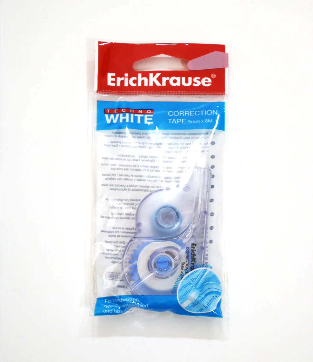 Ruban correcteur TECHNO WHITE, 5mmx8m, en boîtier trou de suspension