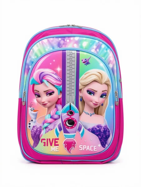 Sac à dos scolaire fille rose – cartable mignon avec personnages princesses
