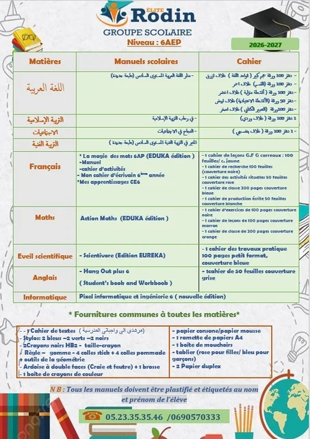 Pack Éco - Rodin Élite - 6ème Année