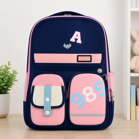 Sac à dos scolaire enfant bleu et rose – cartable pratique et résistant pour l’école