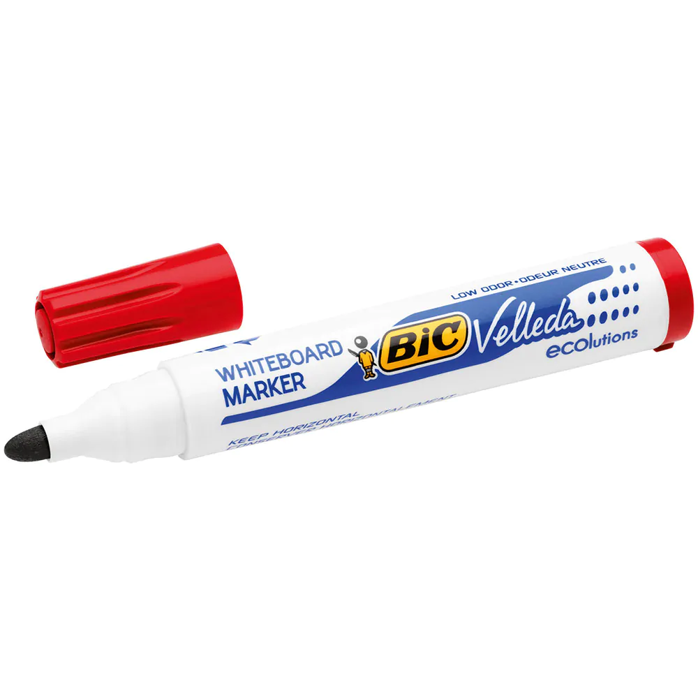 MARQUEUR BIC VELLEDA POINTE OGIVE ROUGE EFFAÇABLE À SEC POUR TABLEAU BLANC