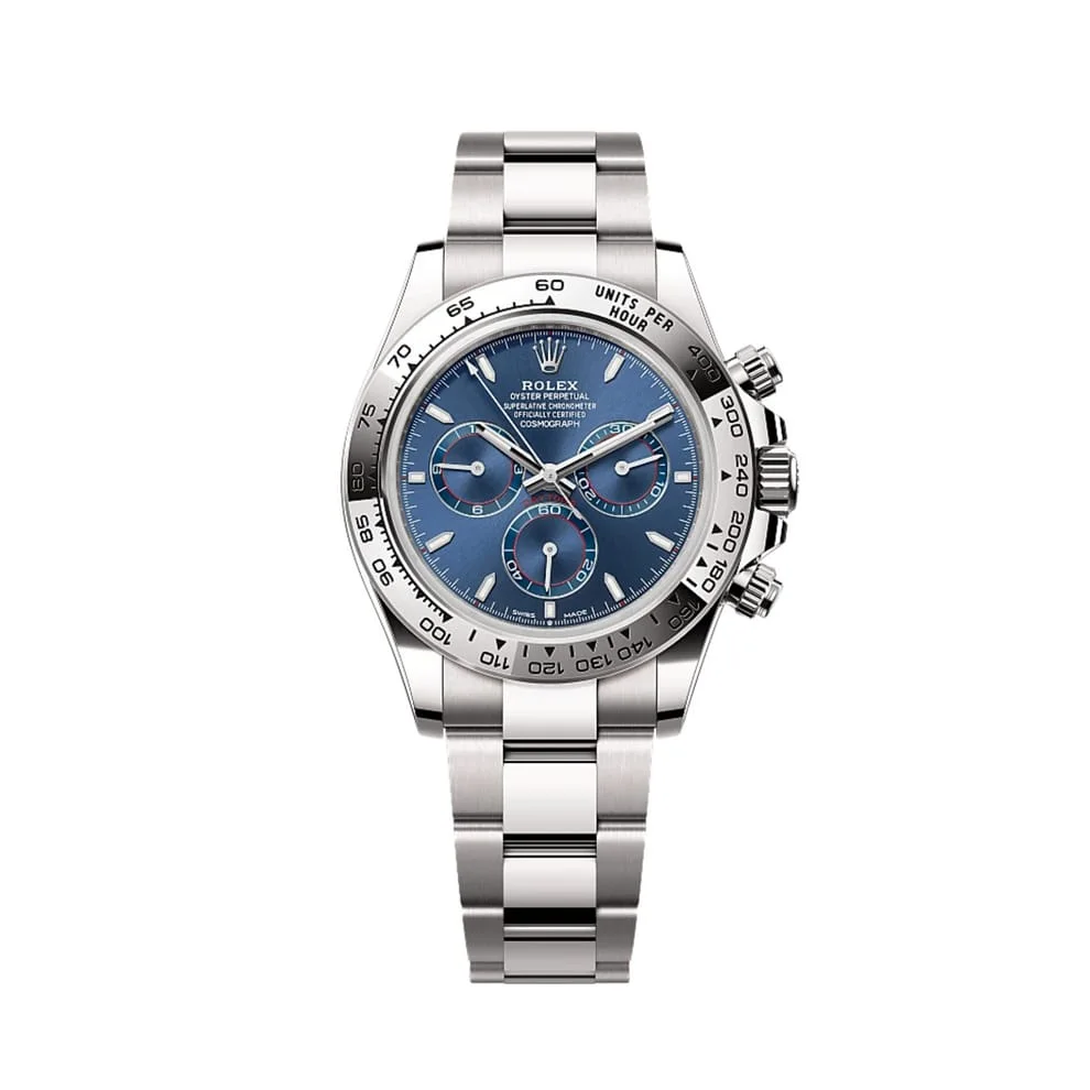 Rolex Daytona – White Gold Blue Baton Dial –