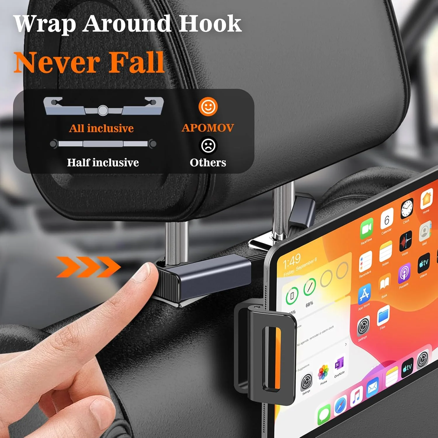 Car Headrest Tablet Mount / phone holder - حامل الجهاز اللوحي في مسند رأس السيارة