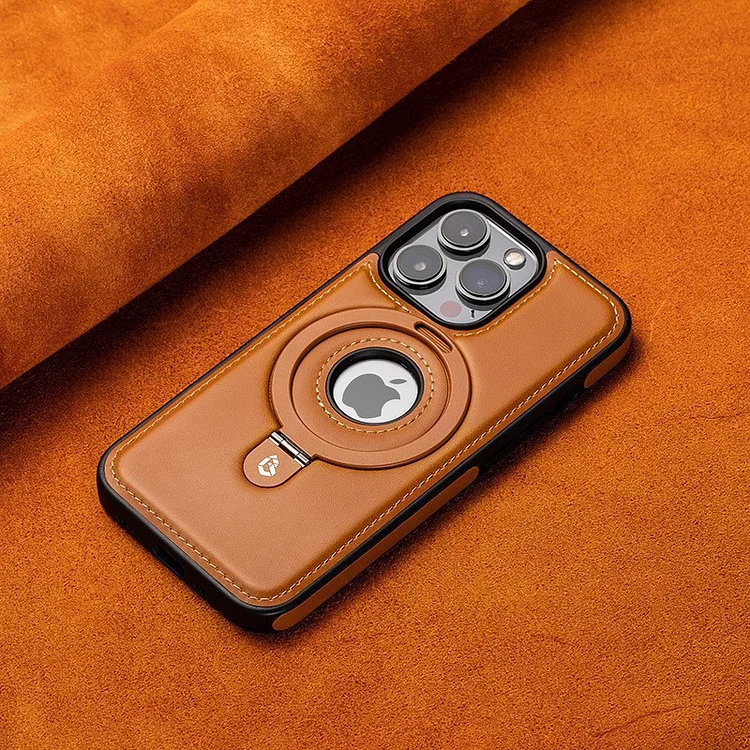 جراب جلدي مغناطيسي مع حامل حلقي لهاتف iPhone