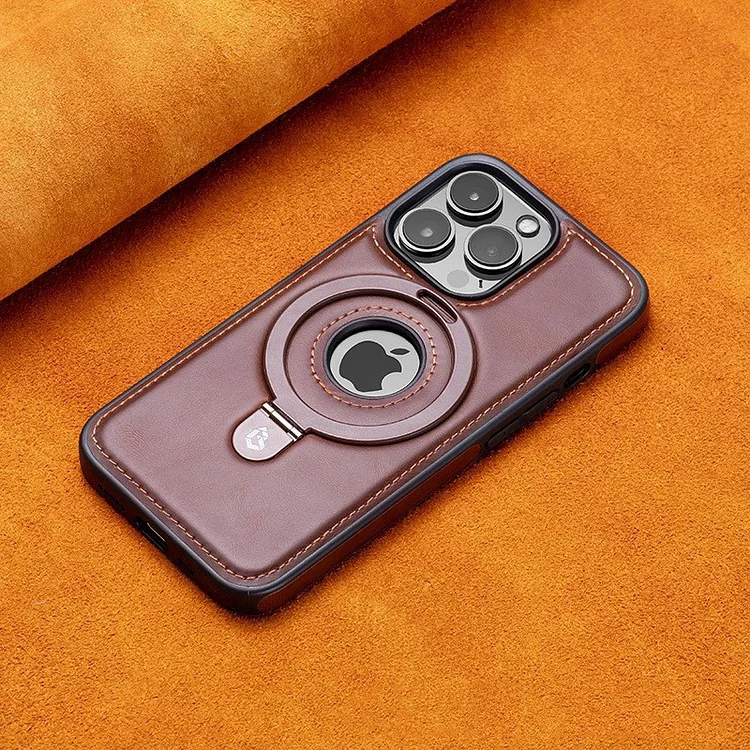 جراب جلدي مغناطيسي مع حامل حلقي لهاتف iPhone